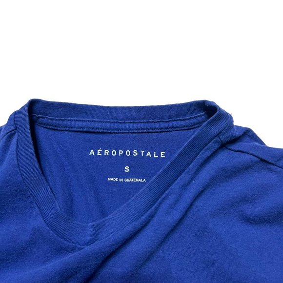 Aeropostale Shirt Mens Small Navy Blue Patriotic Short Sleeve Crew Neck - Picture 7 of 8